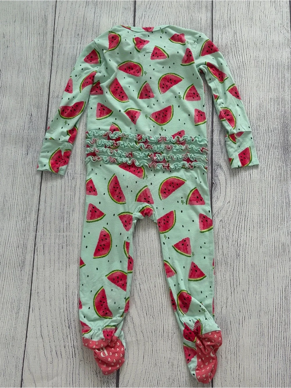 Posh Peanut Bamboo Mellony Footie Ruffled Zippered One Piece Size 12-18 months